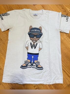 LifeWork Kids' White Graphic Tee with Blue Accents